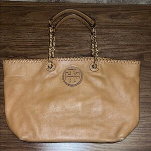 Tory Burch Brown Leather Whipstitch Marion Tote